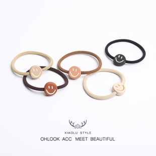 可爱笑脸发绳新款 高弹力橡皮筋女扎头发头绳气质简约不伤发发圈