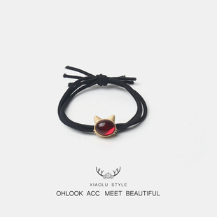 韩版ins红宝石卡通发绳超质感百搭头圈皮筋时尚简约两用手链发饰