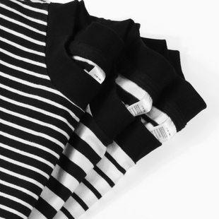 重磅条纹长袖 上衣ins T恤圆领日系宽松潮流学生男女情侣撞色打底衫