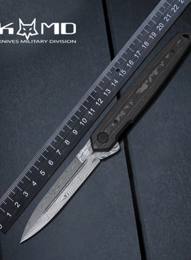 意大利进口fox狐狸户外随身便携折叠刀高硬度大马士革/Magnacut钢