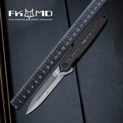 意大利进口fox狐狸户外随身便携折叠刀高硬度大马士革/Magnacut钢