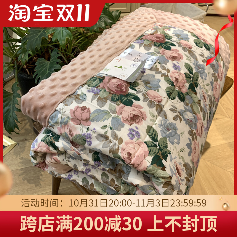 大鹅单人豆豆被复m古小碎花大豆纤维春秋被可水洗儿童秋冬豆豆毯