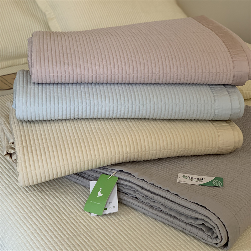 韩国大鹅轻奢纯色天丝棉床盖