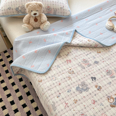 ins秋冬牛奶绒床盖三件套夹棉