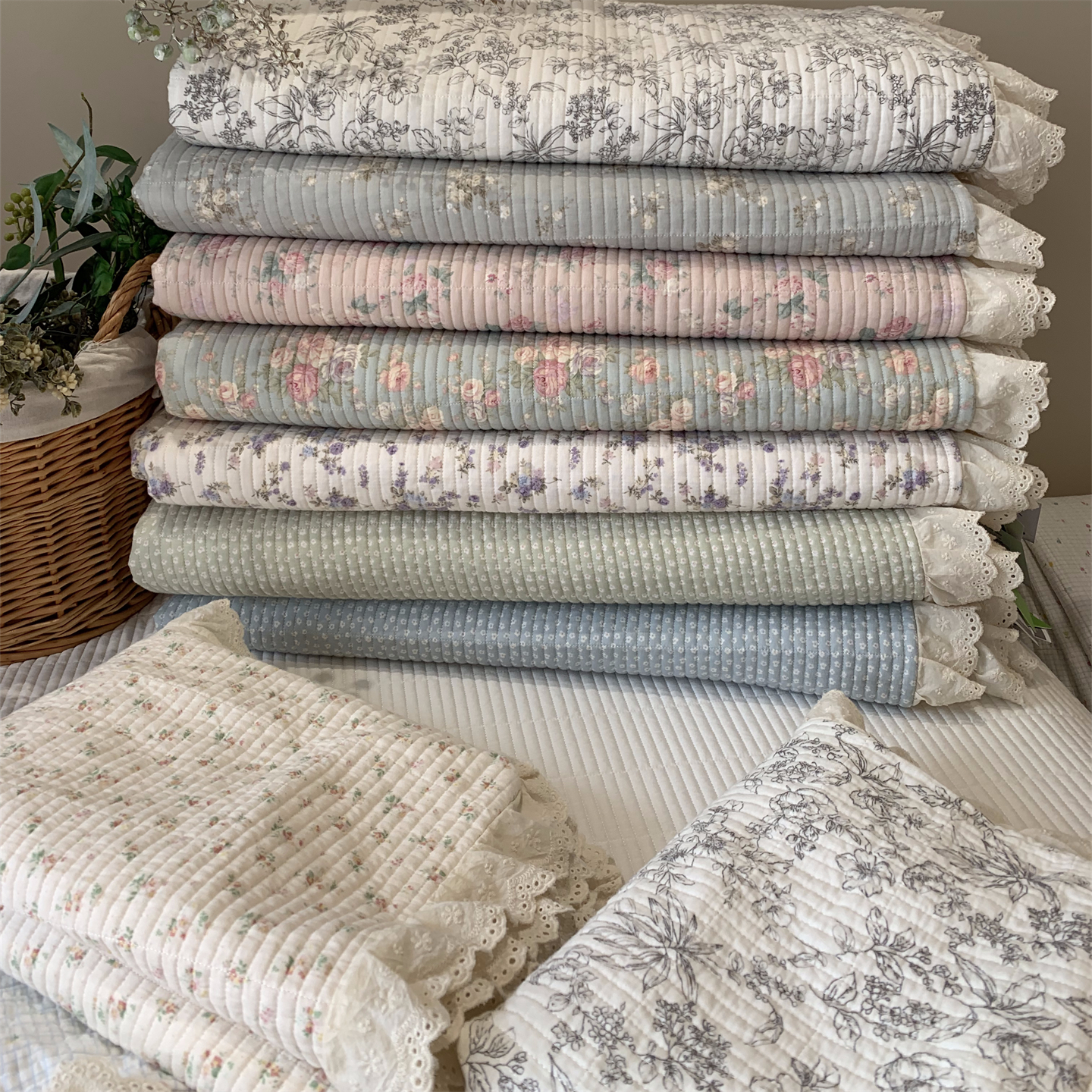 大鹅床盖全棉双层纱纱布三件套