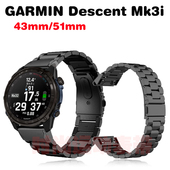 适用Garmin 51mm手表表带精致不锈钢实心钢带 Descent Mk3i