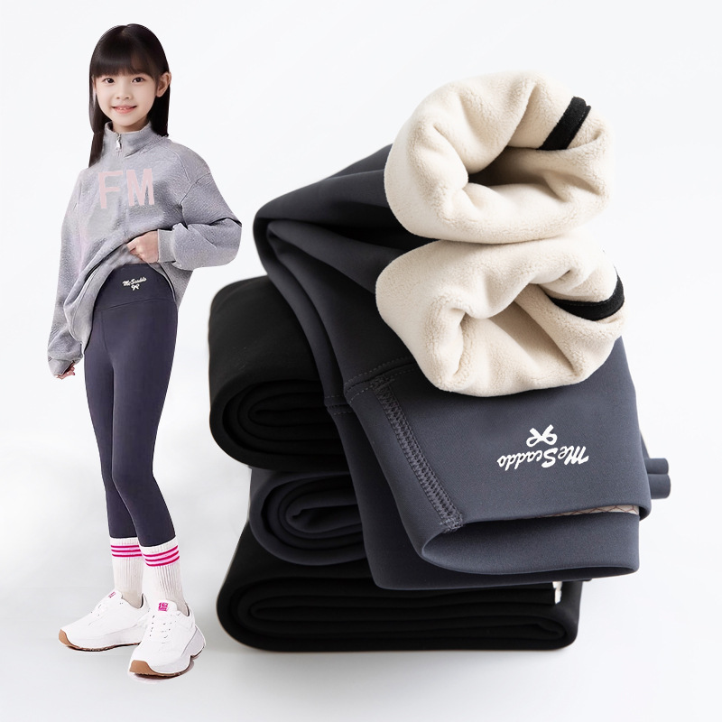 冬款女童加绒裤儿童鲨鱼芭比裤加厚保暖裤子加绒瑜伽裤女童打底裤