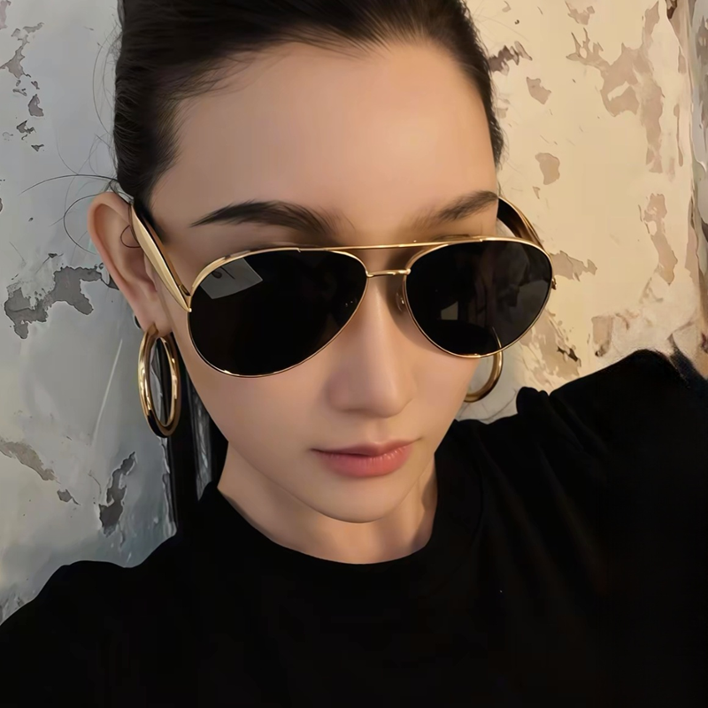 欧美复古素颜朋克太阳镜高级感小鱼腿设计明星款蛤蟆镜飞行员墨镜