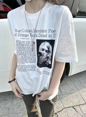纯棉短袖T恤男女情侣上衣重磅潮流夏季欧美宽松潮牌高街圆领体恤