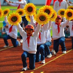 国庆演出七彩太阳花向日葵道具手拿花幼儿园舞蹈道具运动会入场式