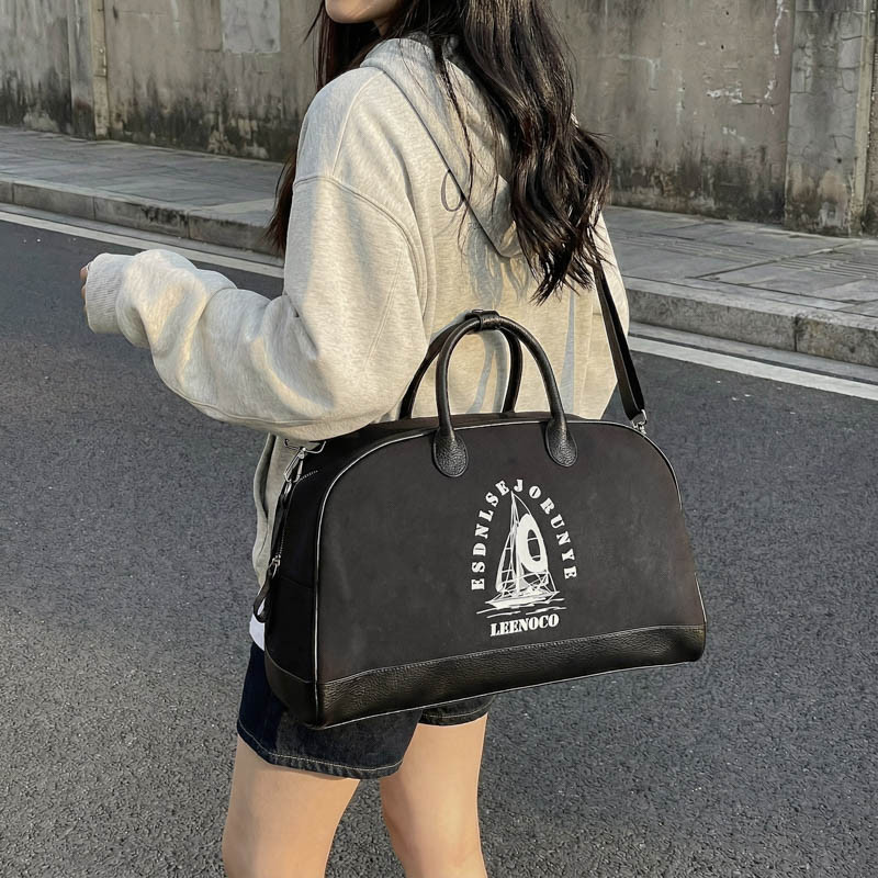 新款复古拼色托特包女帆布大容量手提斜挎包美式帆船字母包可定制