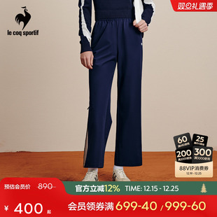 直筒裤 乐卡克法国公鸡春秋季 女藏青色梭织长裤 网球