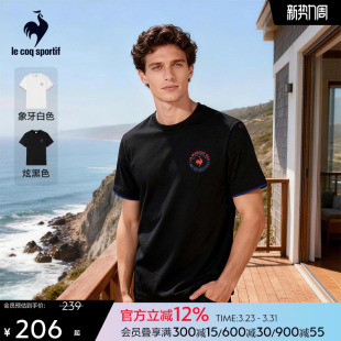 T恤 复古徽章印花圆领短袖 乐卡克法国公鸡2026年春夏新品 男女同款