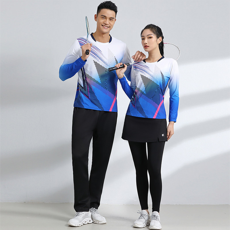2024秋冬新款羽毛球服男女款长袖运动服速干透气修身气排球服套装