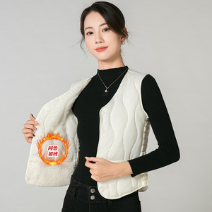 加绒加厚羽绒棉马甲女2023新款秋冬保暖马夹贴身坎肩内穿背心外穿
