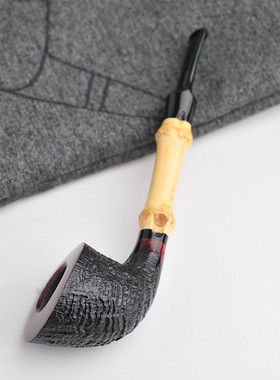 丹麦大师彼得克莱恩Peter KleinB级手工石楠木烟斗黑色喷砂竹节直