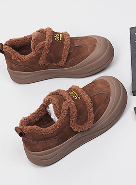 胖mm鞋宽胖脚棉鞋41-43大码女鞋冬季2025新款板鞋时尚加绒休闲鞋