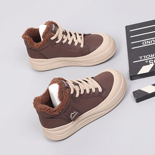 女鞋 加绒特大号板鞋 新款 脚宽胖高帮鞋 大码 棉鞋 2025冬季 43时尚