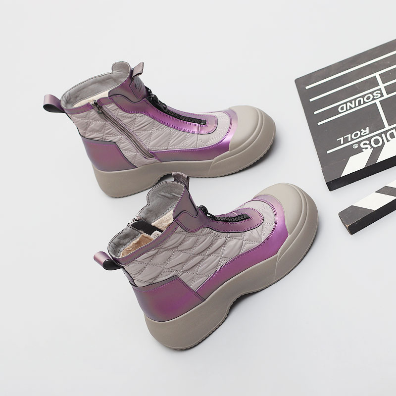 脚宽胖大码女鞋41一43棉靴2024冬季保暖新款休闲舒适加绒马丁靴女