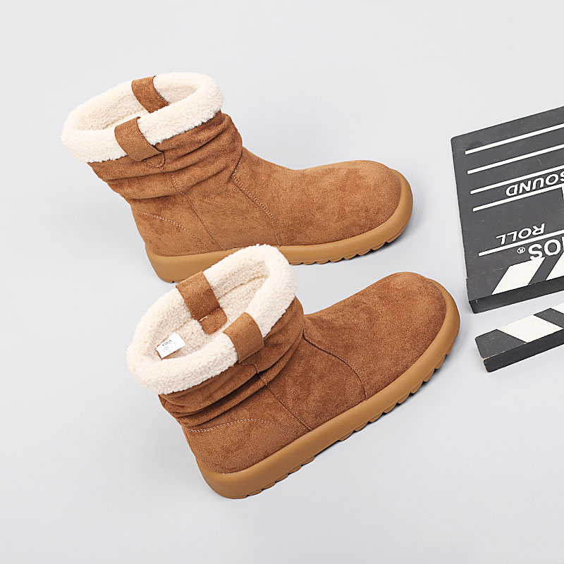冬季新款2025大码女鞋41-43时尚休闲棉靴脚宽胖加绒特大号雪地靴