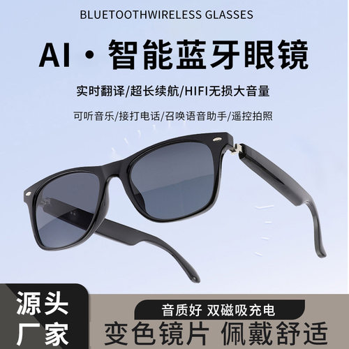 智能眼镜蓝牙眼镜偏光防紫外线防蓝光听歌通话拍照语音透明换镜片