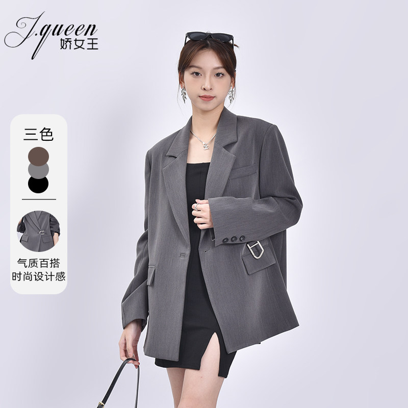 长袖西装外套女春秋季新款时尚高级设计感通勤百搭金属卡扣西服,女装/女士精品,西装,淘宝优惠券,粉丝福利购,淘宝优惠卷