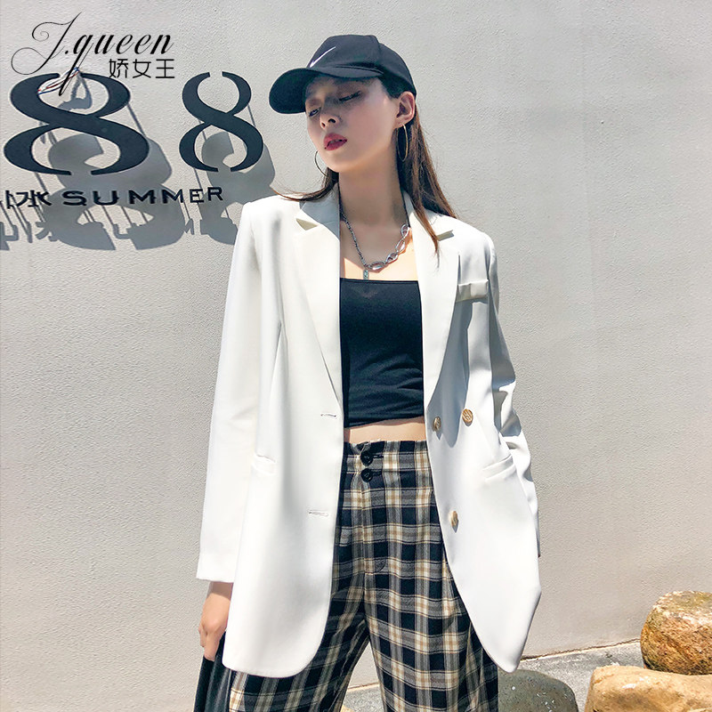 小西装外套女上衣2024春秋季新款韩版设计感小众宽松休闲白色西服,女装/女士精品,西装,淘宝优惠券,粉丝福利购,淘宝优惠卷