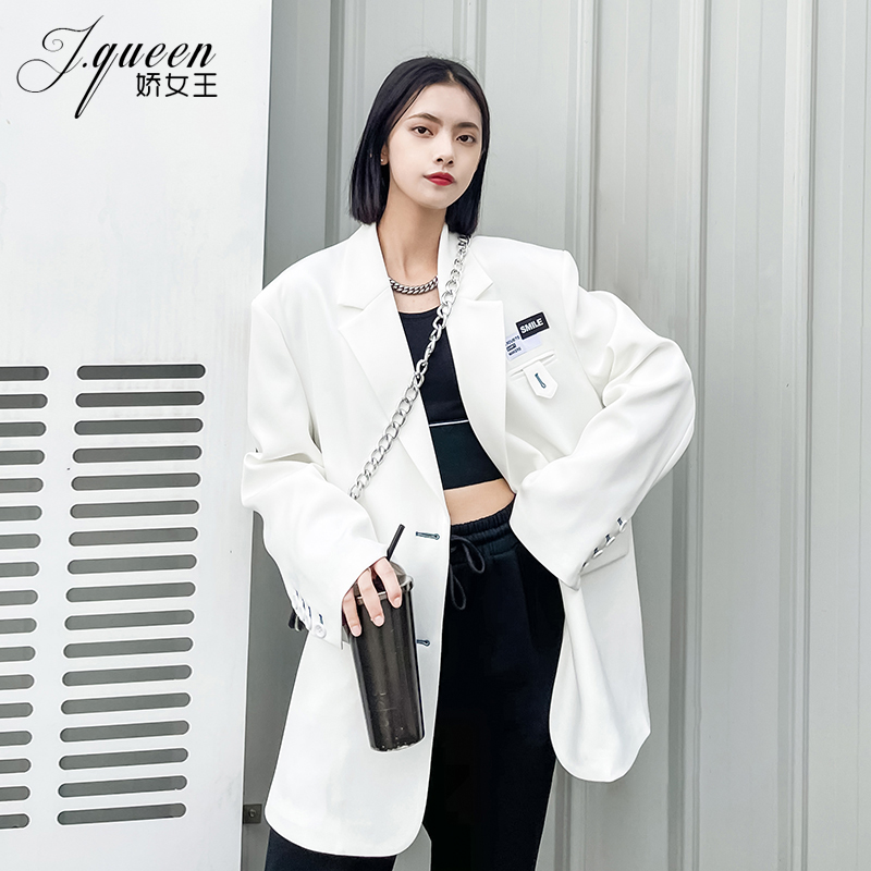 白色西装外套高级感网红贴标廓形