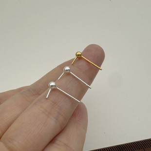 耳钉配件空托S925纯银耳针珠盘diy珍珠耳环换挂钩手工材料不过敏