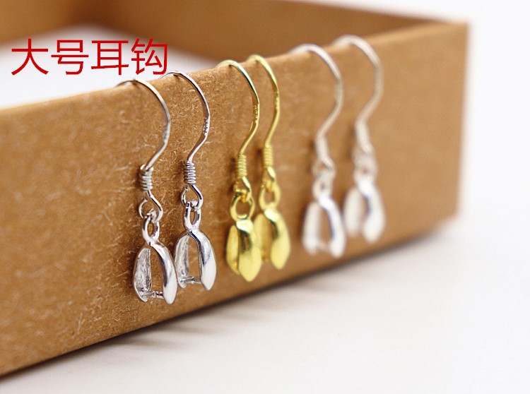 diy耳钩防过敏水晶玉石银饰品