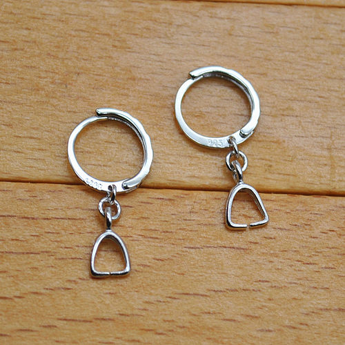 纯银水晶玉石耳环防过敏饰品配件