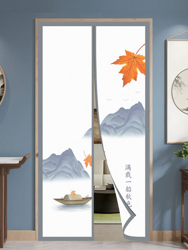 布艺门帘防空调隔断帘磁吸遮挡卧室免打孔帘子防蚊夏季防窥隐私帘