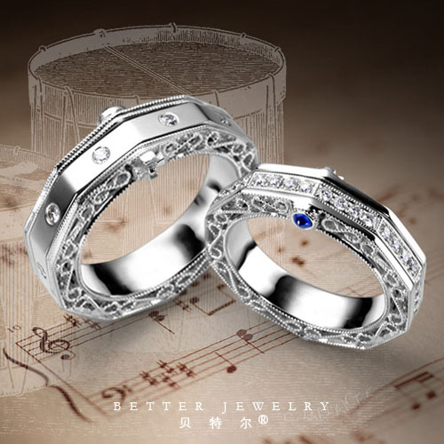 定制巴洛克皇冠结婚戒指女925