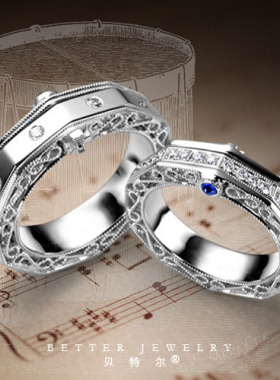 定制巴洛克皇冠结婚戒指女925