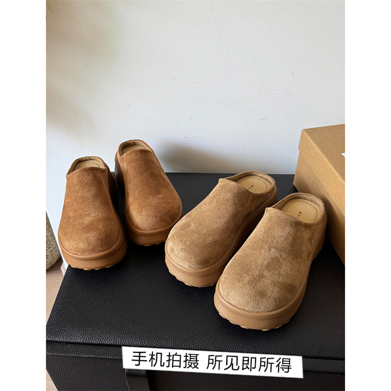 松糕厚底增高小土豆勃肯鞋女款2025春秋季新款小个子包头半拖鞋女