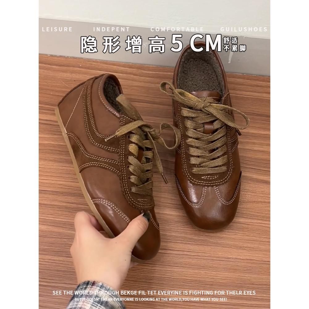 内增高复古美拉德德训鞋女2025冬新款加绒百搭阿甘鞋运动休闲板鞋