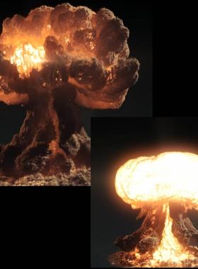 巨大红色高清实拍蘑菇云爆炸核弹核武器威力动画特效视频素材