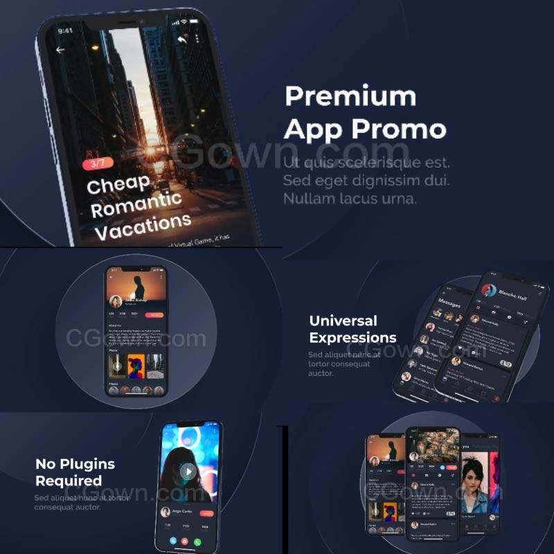 UI交互动效苹果手机app展示动画公众号小程序推广演示视频ae模板