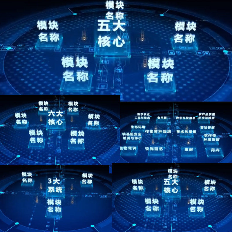 科技商务公司分类平台架构结构分布三维文字展示字幕标题ae模板