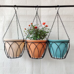 大垂吊盆欧式铁吊篮树脂加厚花盆