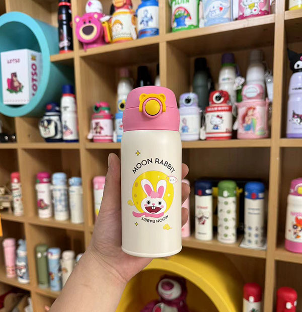 杯具熊保温杯316不锈钢便携弹盖卡通月兔成人316不锈钢水杯礼品