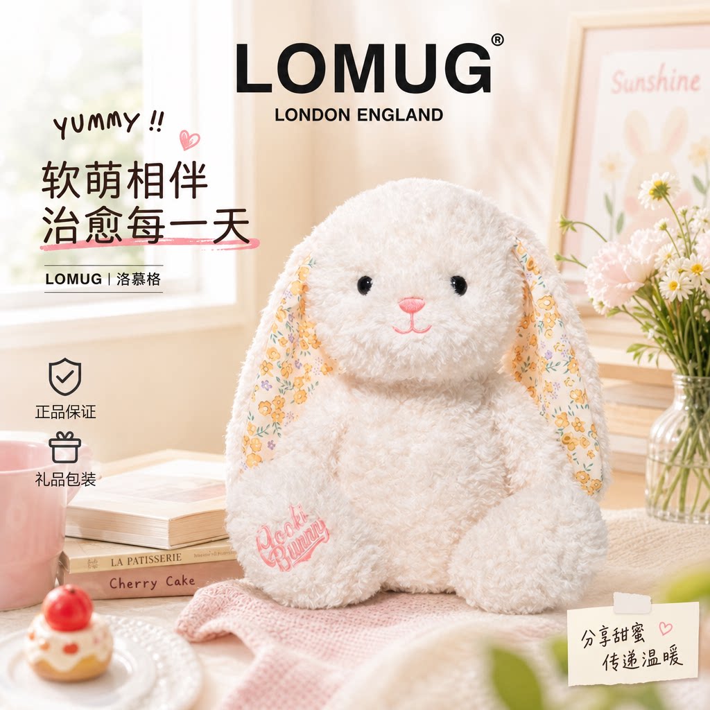 英国LOMUG雅米兔子毛绒玩具玩偶公仔哄睡娃娃安抚娃娃七夕礼物