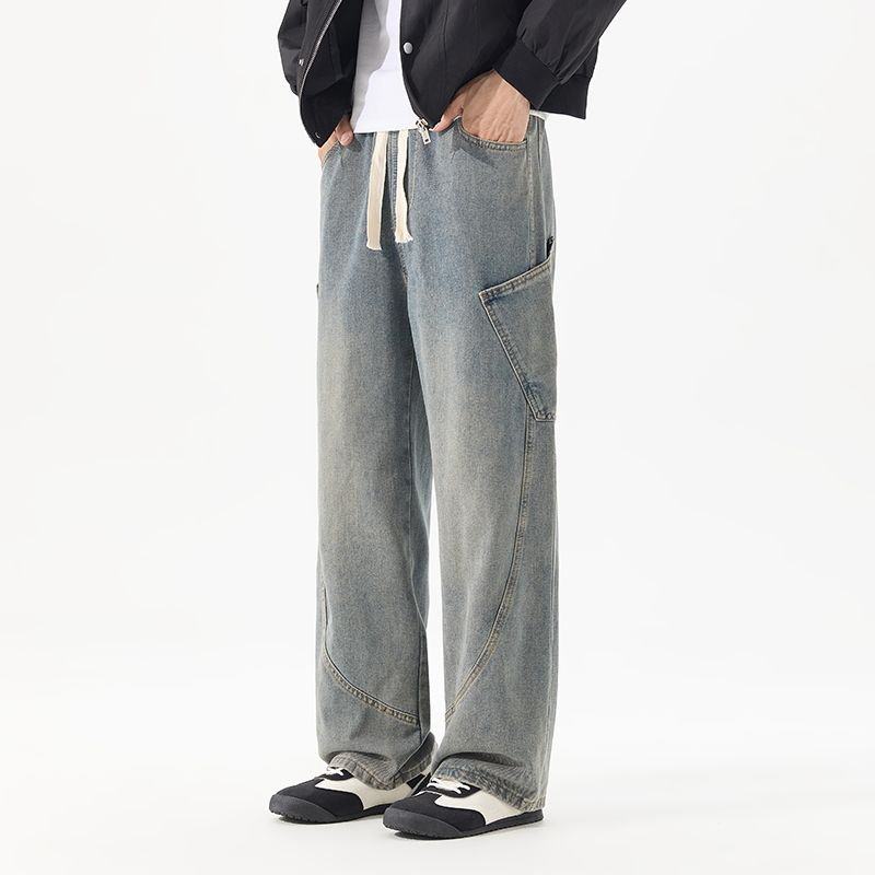 美式复古弯刀牛仔裤男士春秋2026新款裤子松紧高腰宽松直筒阔腿裤,男装,牛仔裤,淘宝优惠券,粉丝福利购,淘宝优惠卷