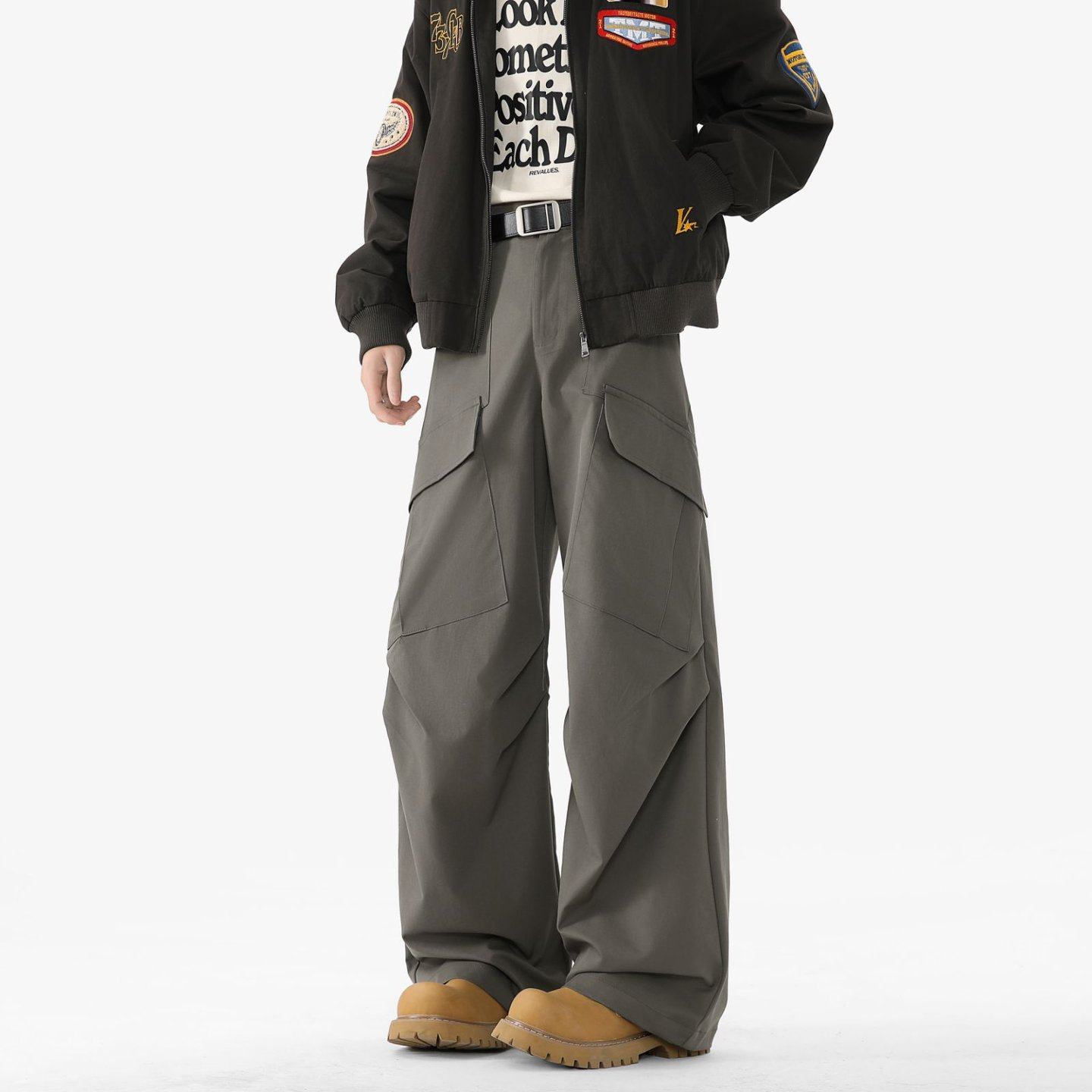 美式复古多口袋工装裤男士春秋季2026新款高腰显瘦直筒褶皱阔腿裤,男装,休闲裤,淘宝优惠券,粉丝福利购,淘宝优惠卷