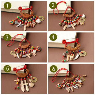 孕妇宝宝安全别针桃木龙凤鱼刀剑斧藏银锁元宝别针挂件胸针平安