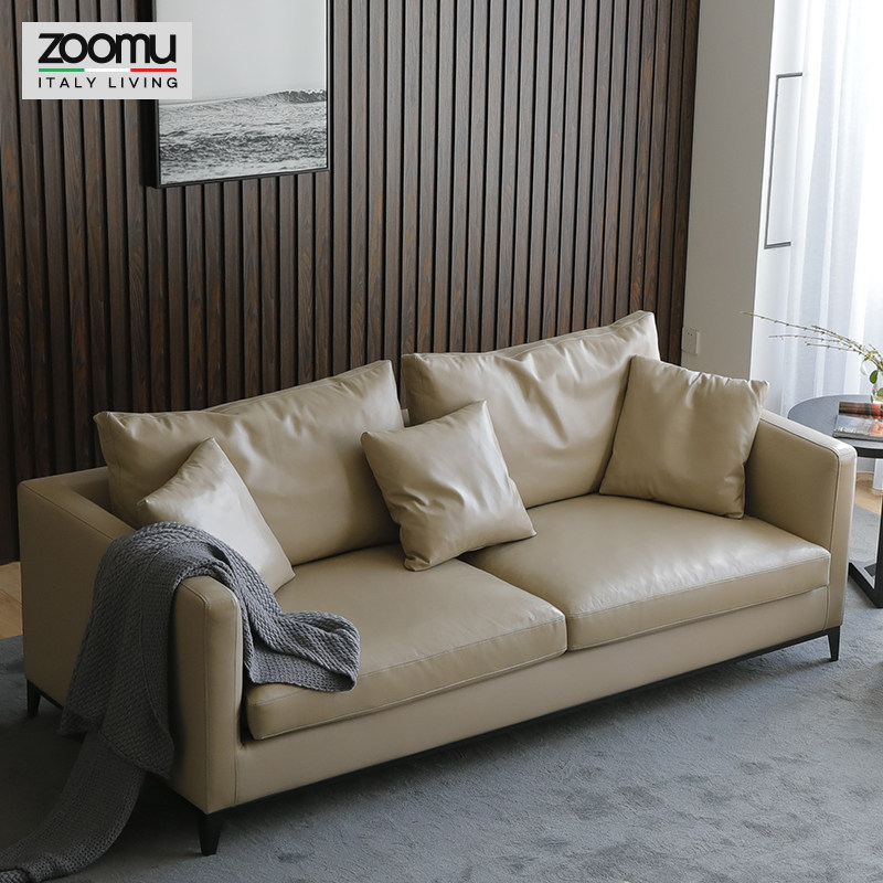 锐驰真皮沙发头层牛皮客厅懒人小户型北欧式简约现代实木轻奢双人