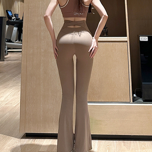 微喇美拉德瑜伽裤女跳舞蹈蜜桃提臀黑色跑步运动健身喇叭裤子春秋