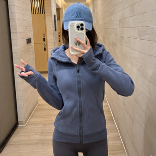 瑜伽服lulu外套女户外宽松健身上衣加绒高端运动卫衣长袖 秋冬加厚