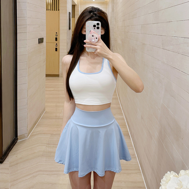 运动内衣女普拉提防震聚拢健身背心瑜伽训练羽毛球网球短裙套装秋,运动服/休闲服装,运动背心,淘宝优惠券,粉丝福利购,淘宝优惠卷