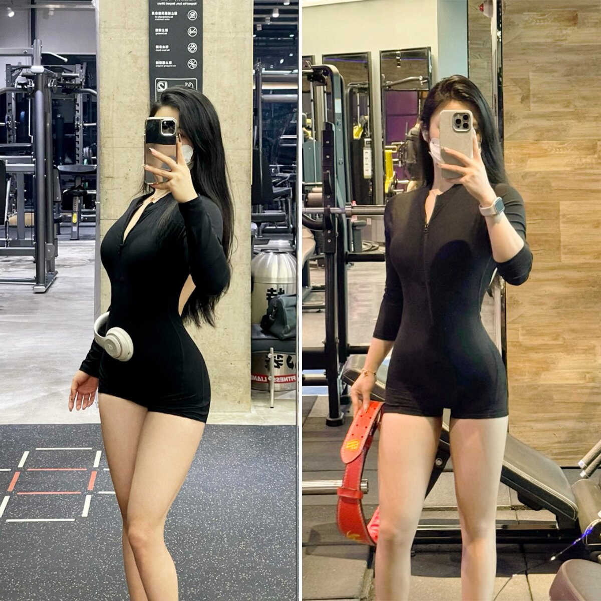 黑色性感修身健身连体衣女专业紧身运动服普拉提训练瑜伽服秋新款图片